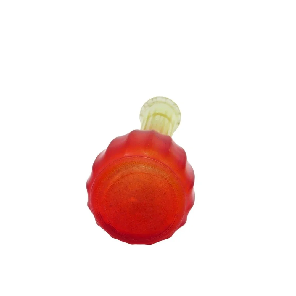 Vintage Jeannette Glass Bud Vase Red Orange Yellow Ombre Ribbed MCM Fluted 8.5”